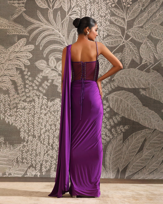 Violet Macrame Saree