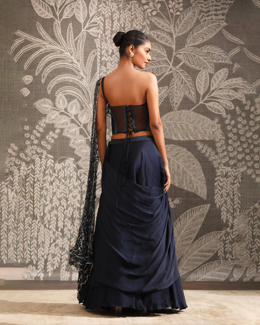 Navy Macrame Lehenga