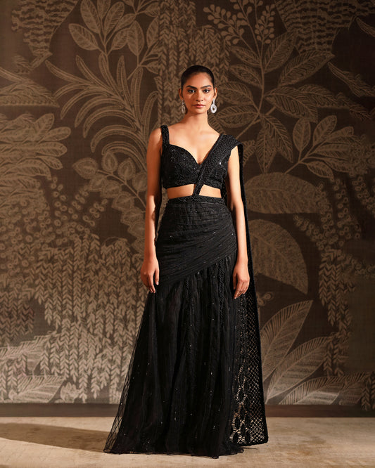 Black Macrame Saree