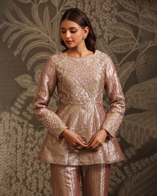 Mauve Tissue Sharara Set