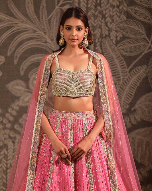 Pink Multicolour Lehenga