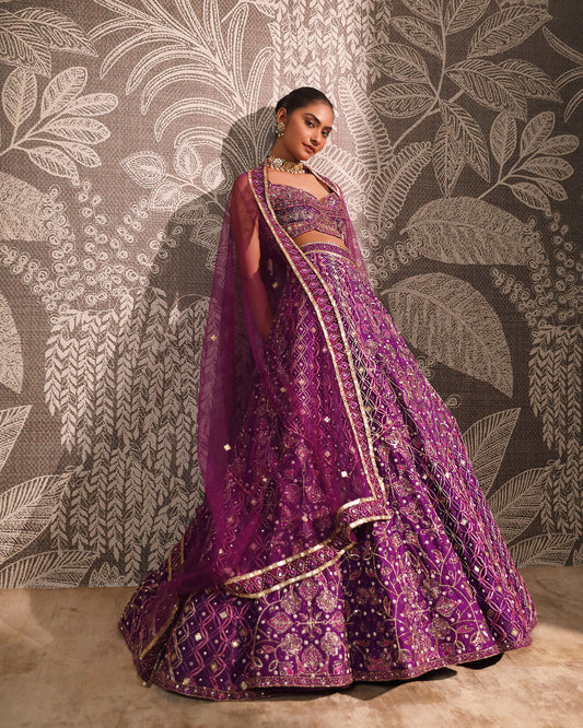 Purple Macrame Lehenga