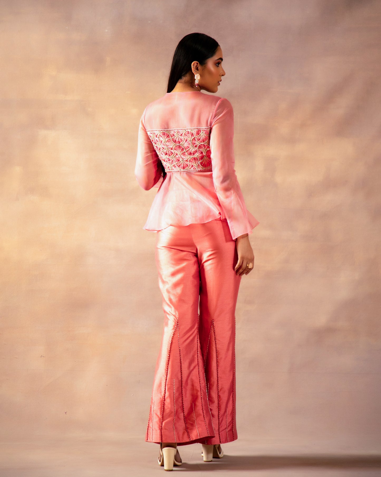 Peach Organza Co-Ord Set