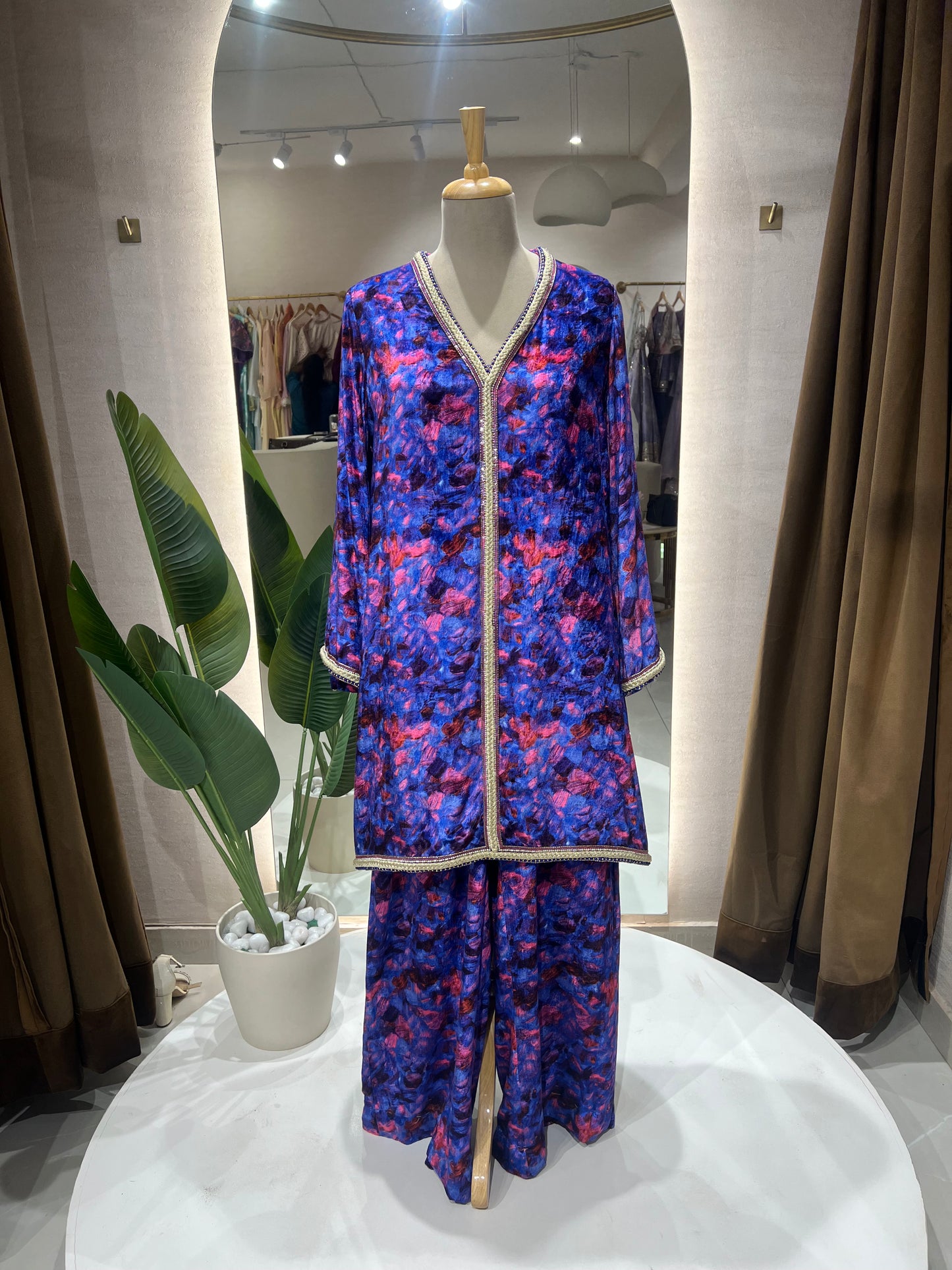 Purple Printed Velvet Co-Ord Set