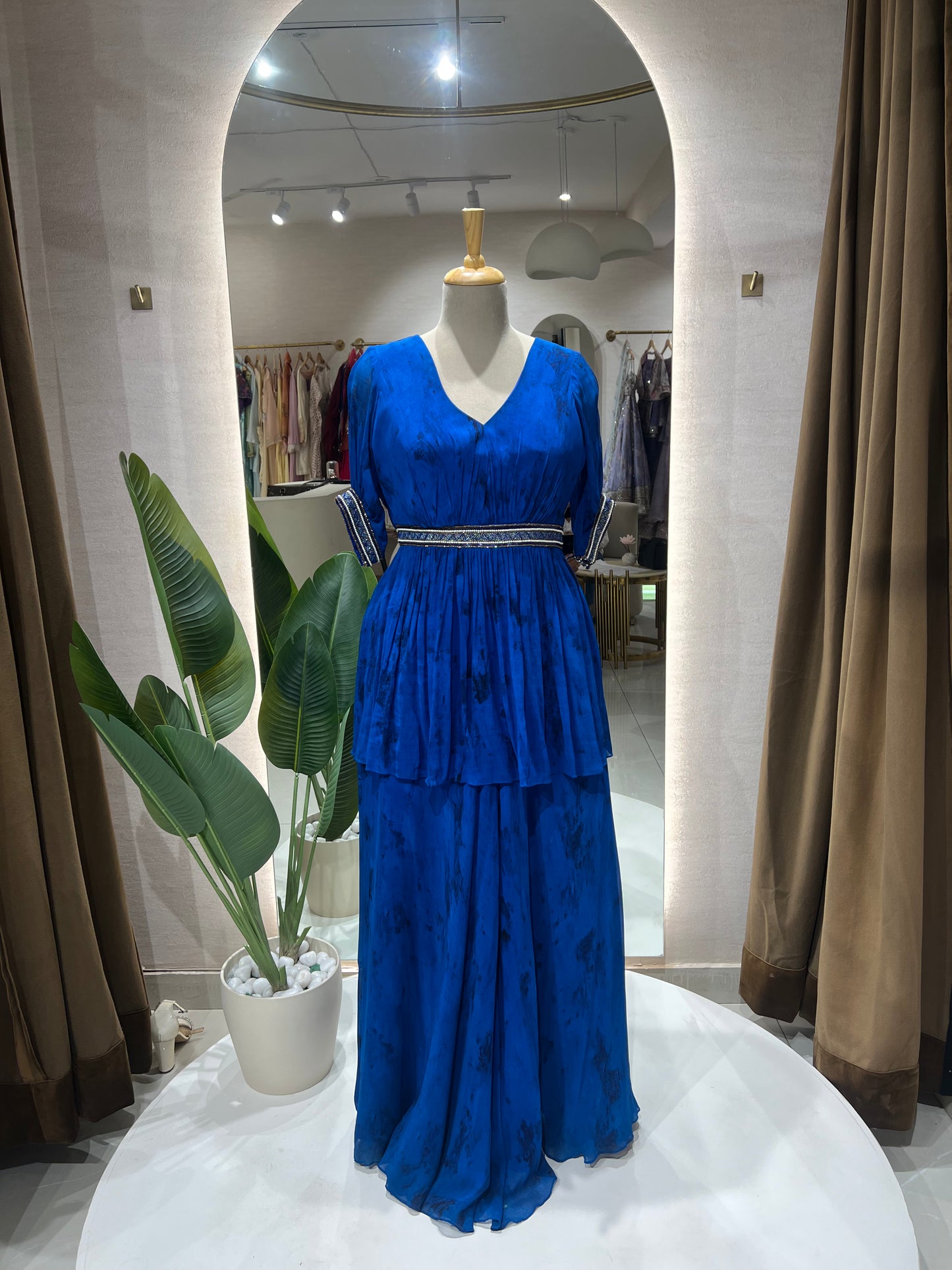 Printed Royal Blue Sharara Set