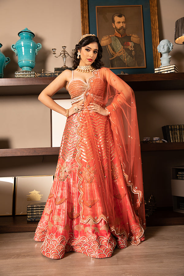 Gilded Gajri Lehenga