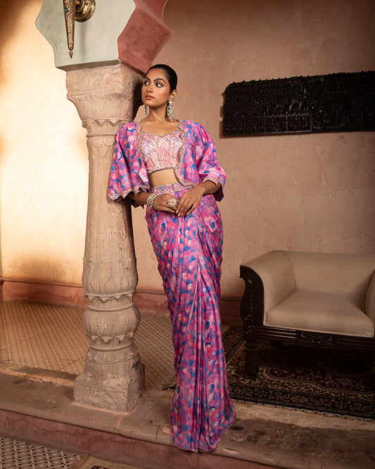 BLUE/PINK SKIRT WITH JACKET