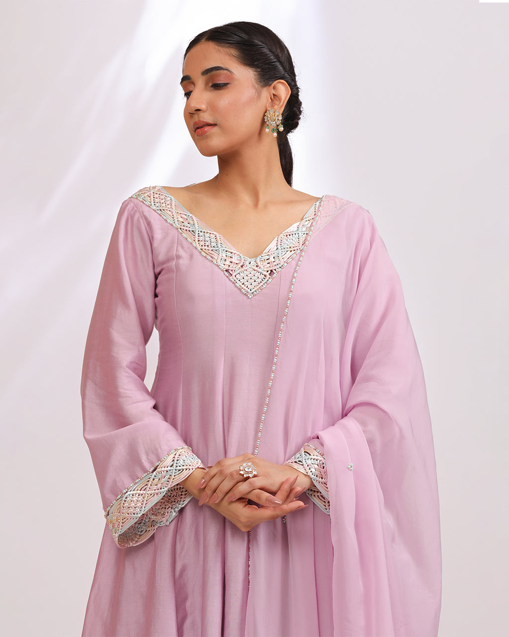 Lavender Anarkali Set