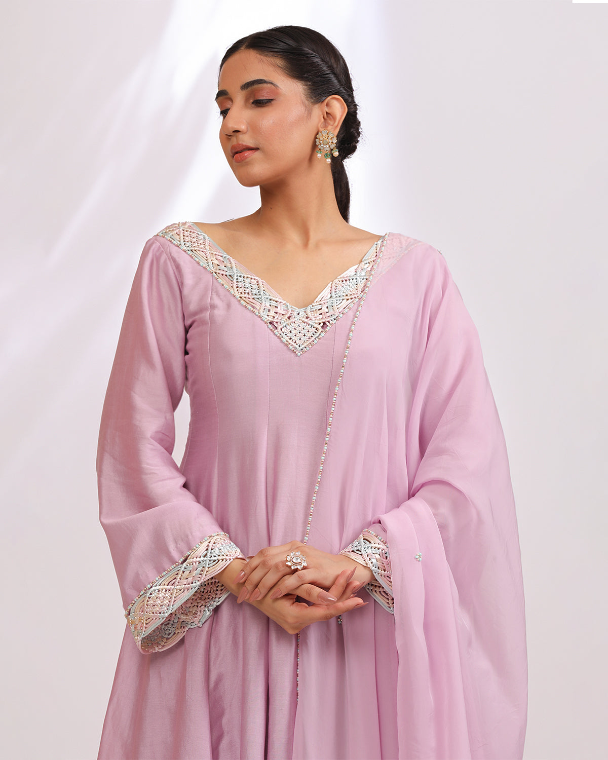 Lavender Anarkali Set