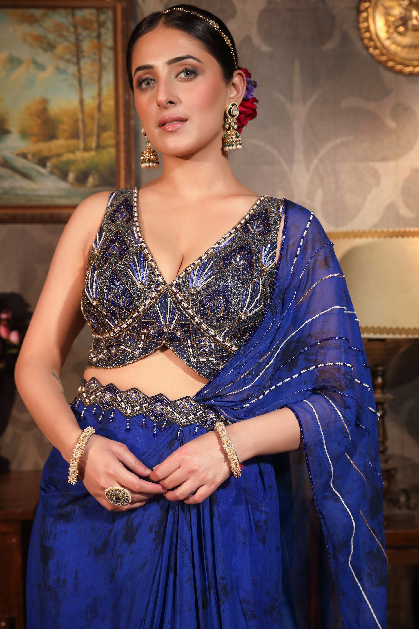The Royal Blue Saree