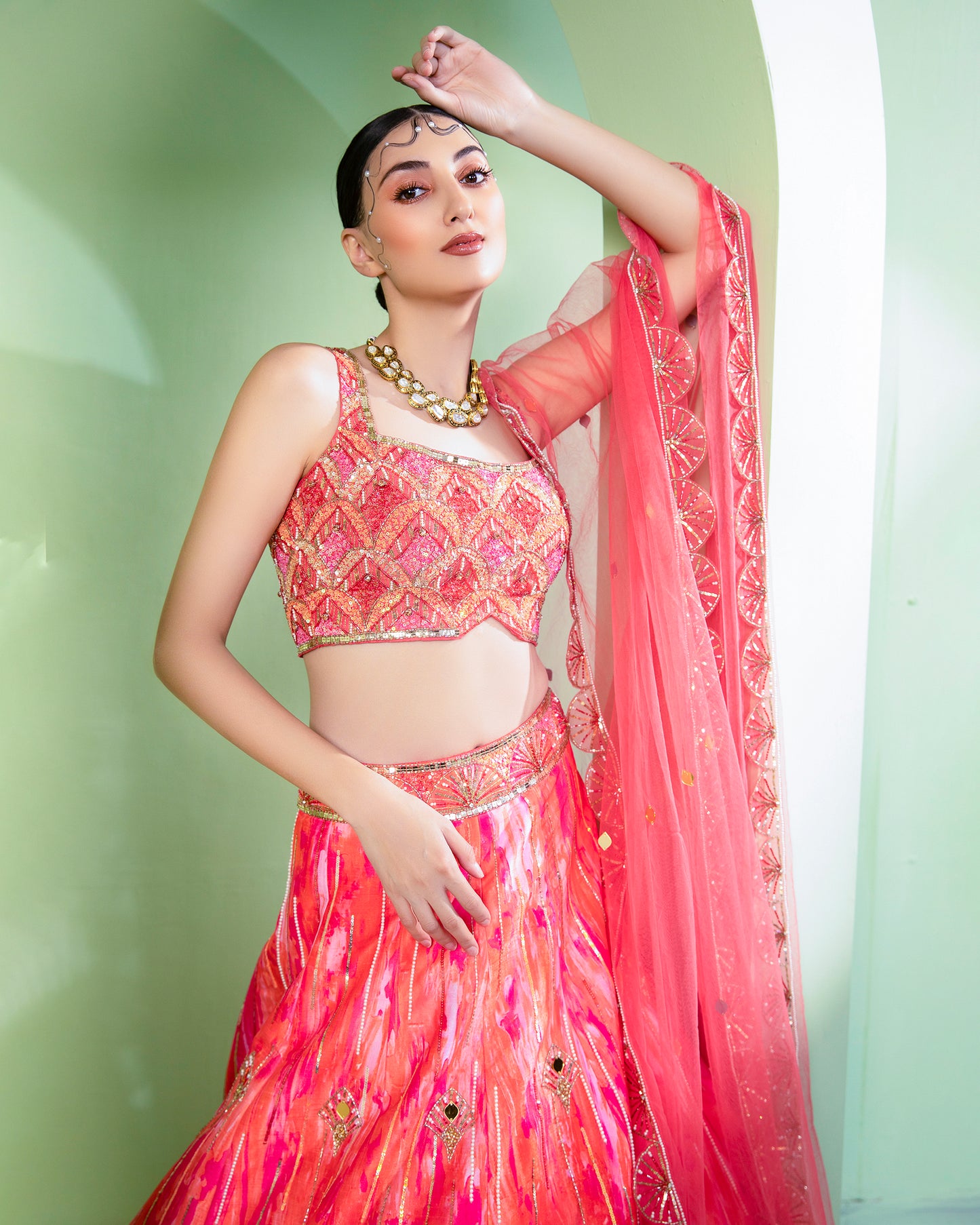The Coral Lehenga