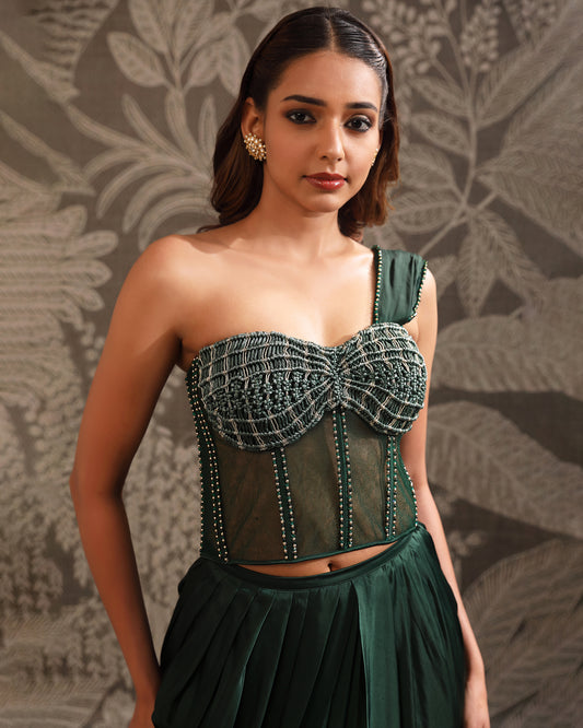 Green Macrame Saree