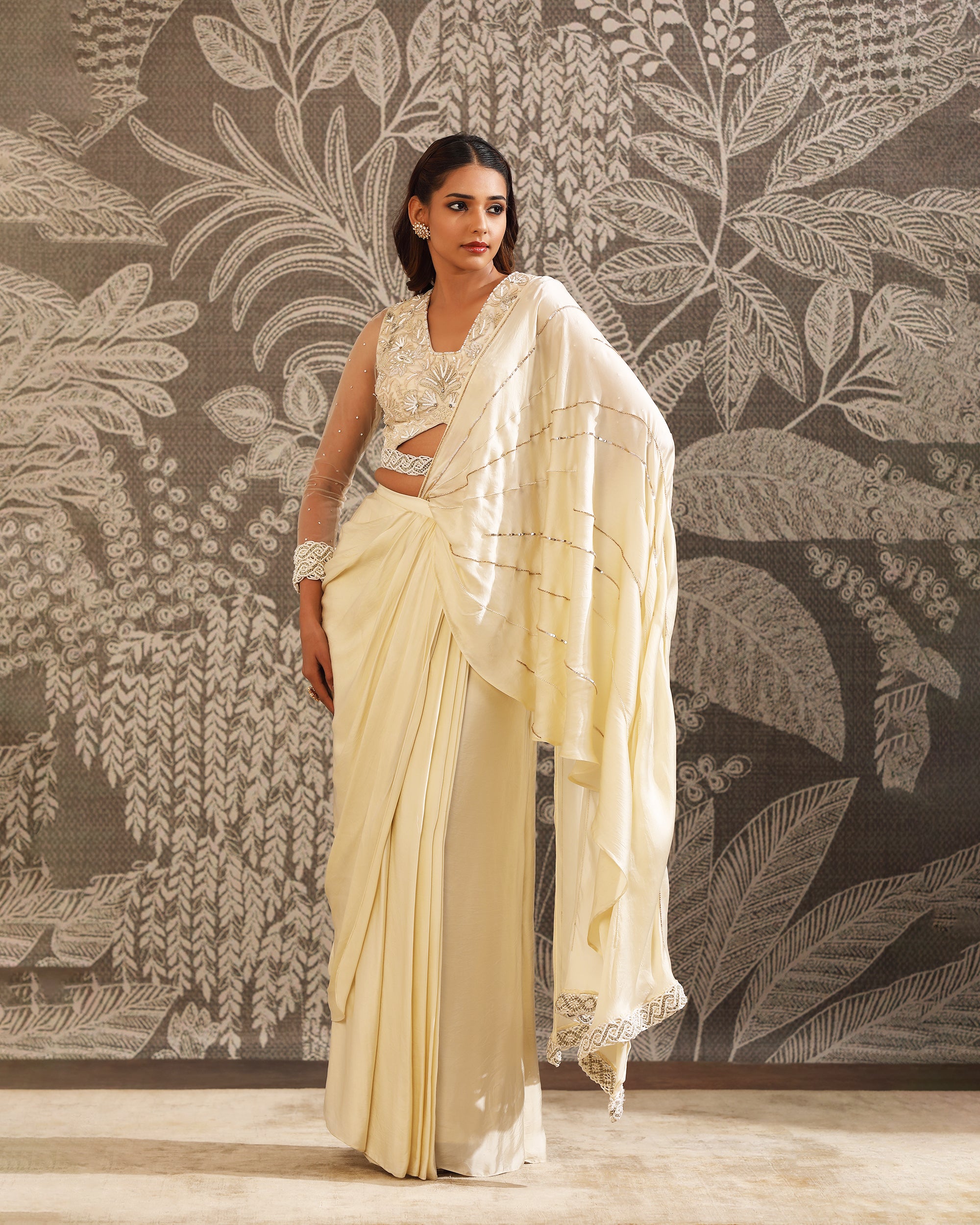 Ivory Macrame saree