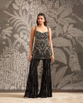Black Emrbroidered Sharara Set
