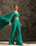 Emerald pants and shrug outfit