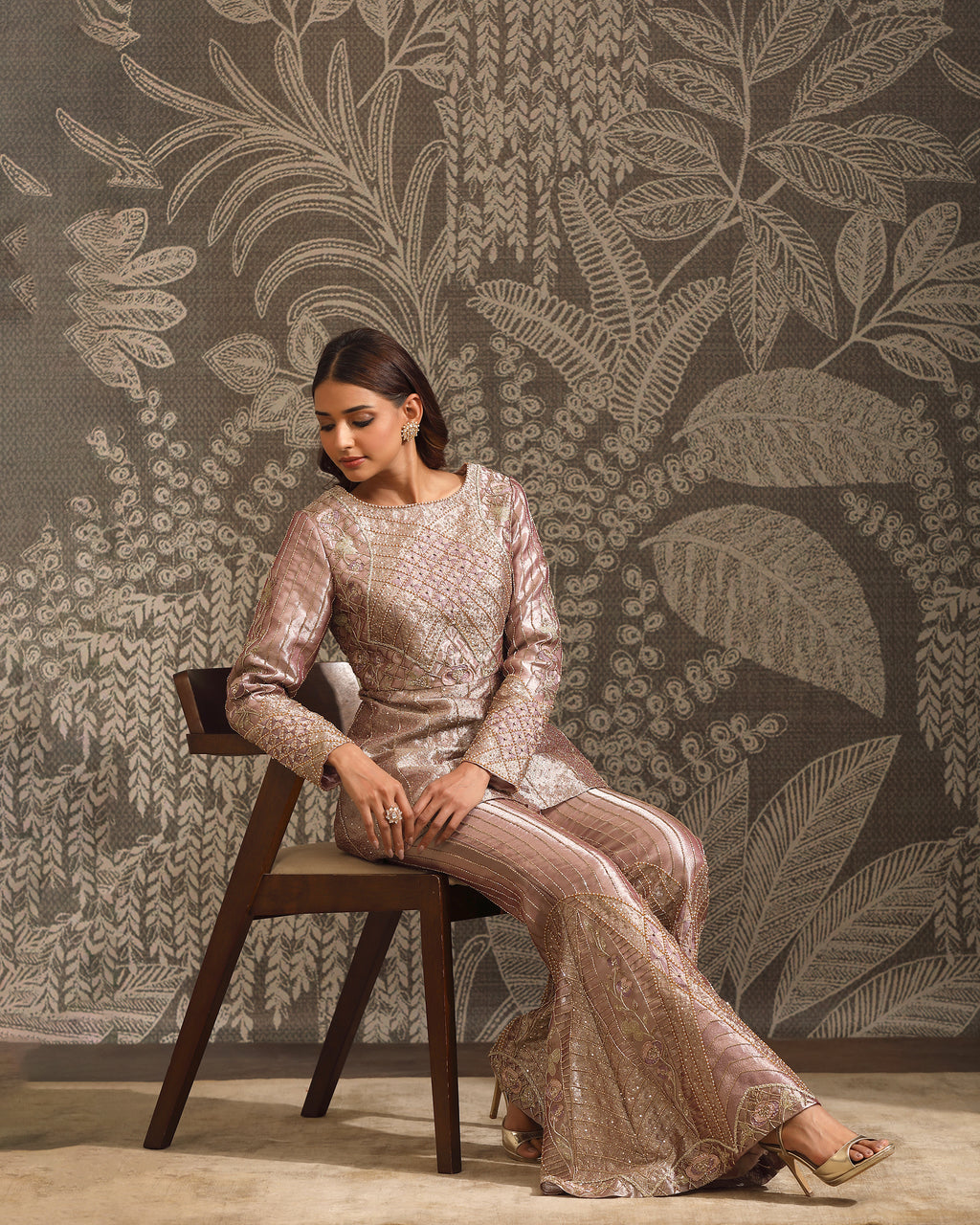 Mauve Tissue Sharara Set