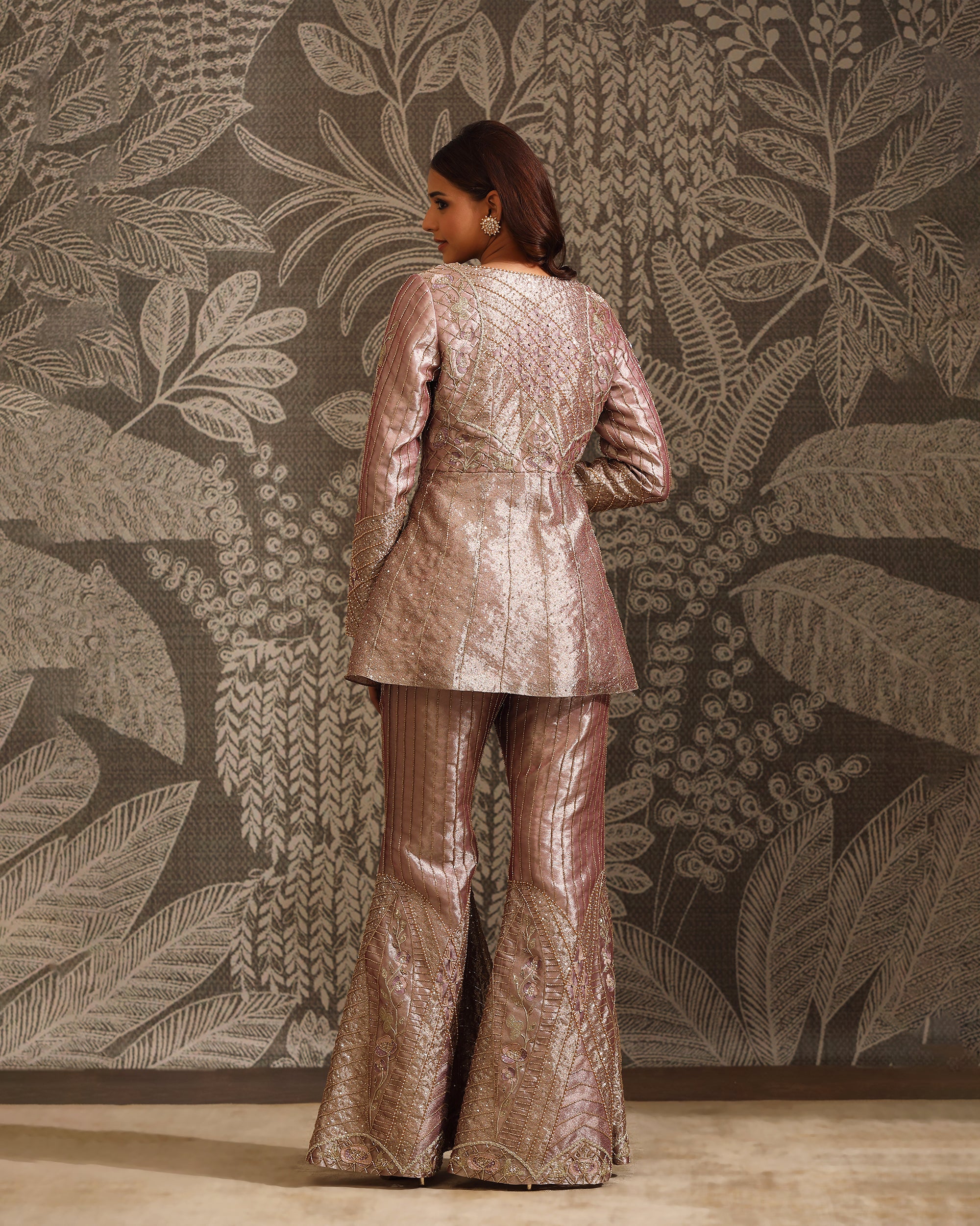 Mauve Tissue Sharara Set