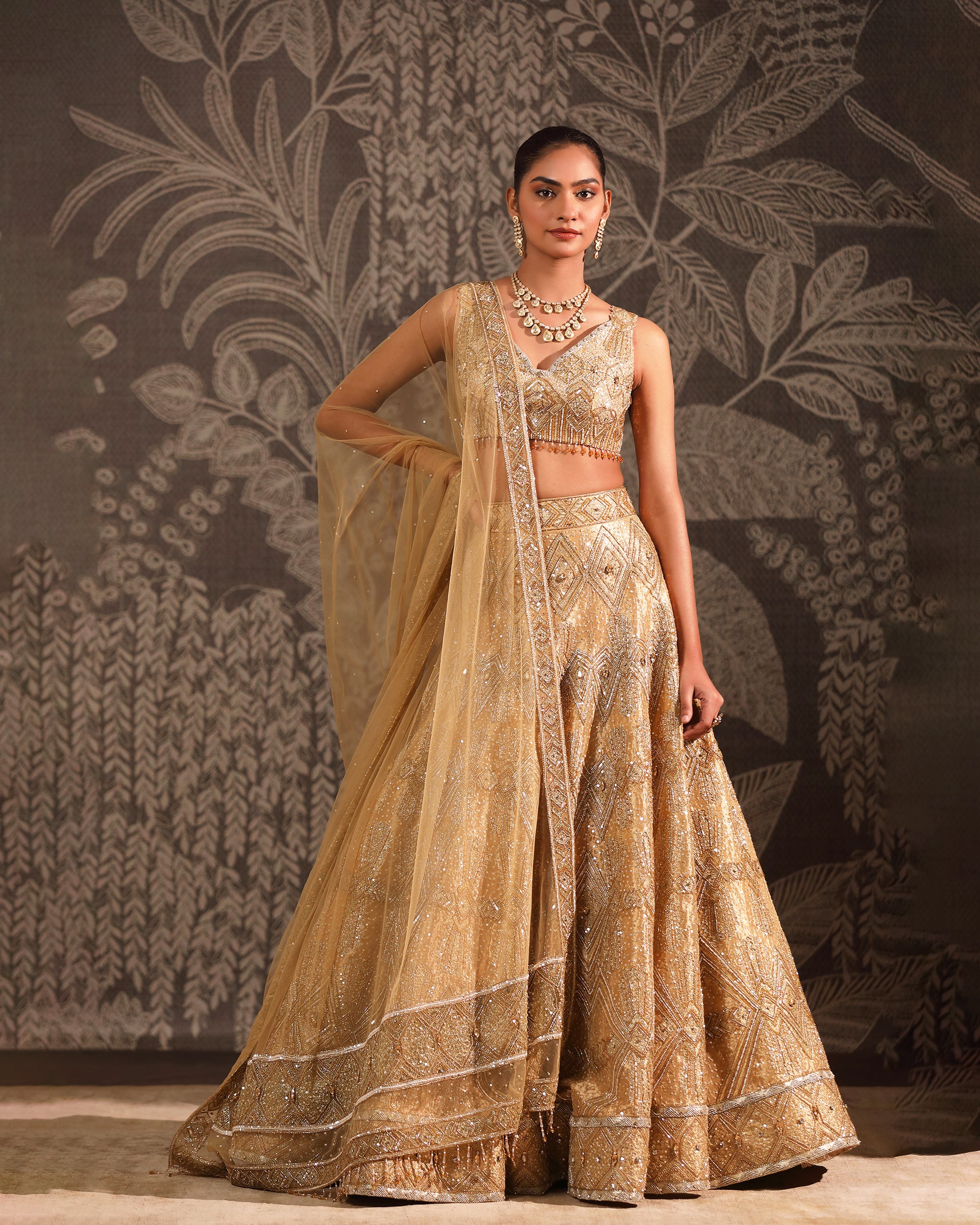 The Gold Tissue Lehenga