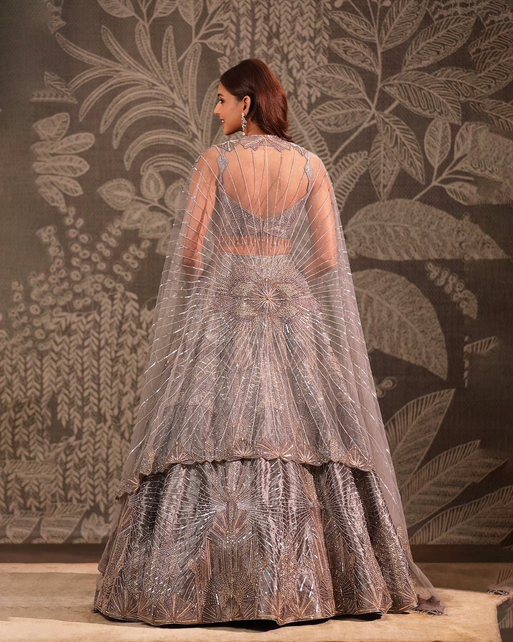 Grey Tissue Lehenga