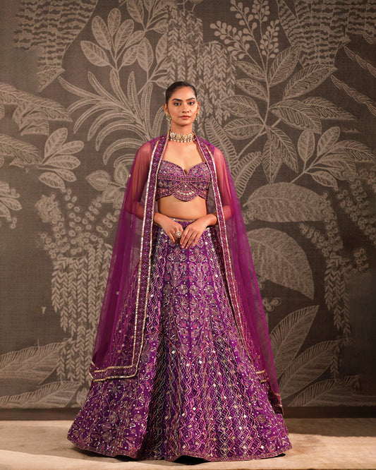 Purple Macrame Lehenga