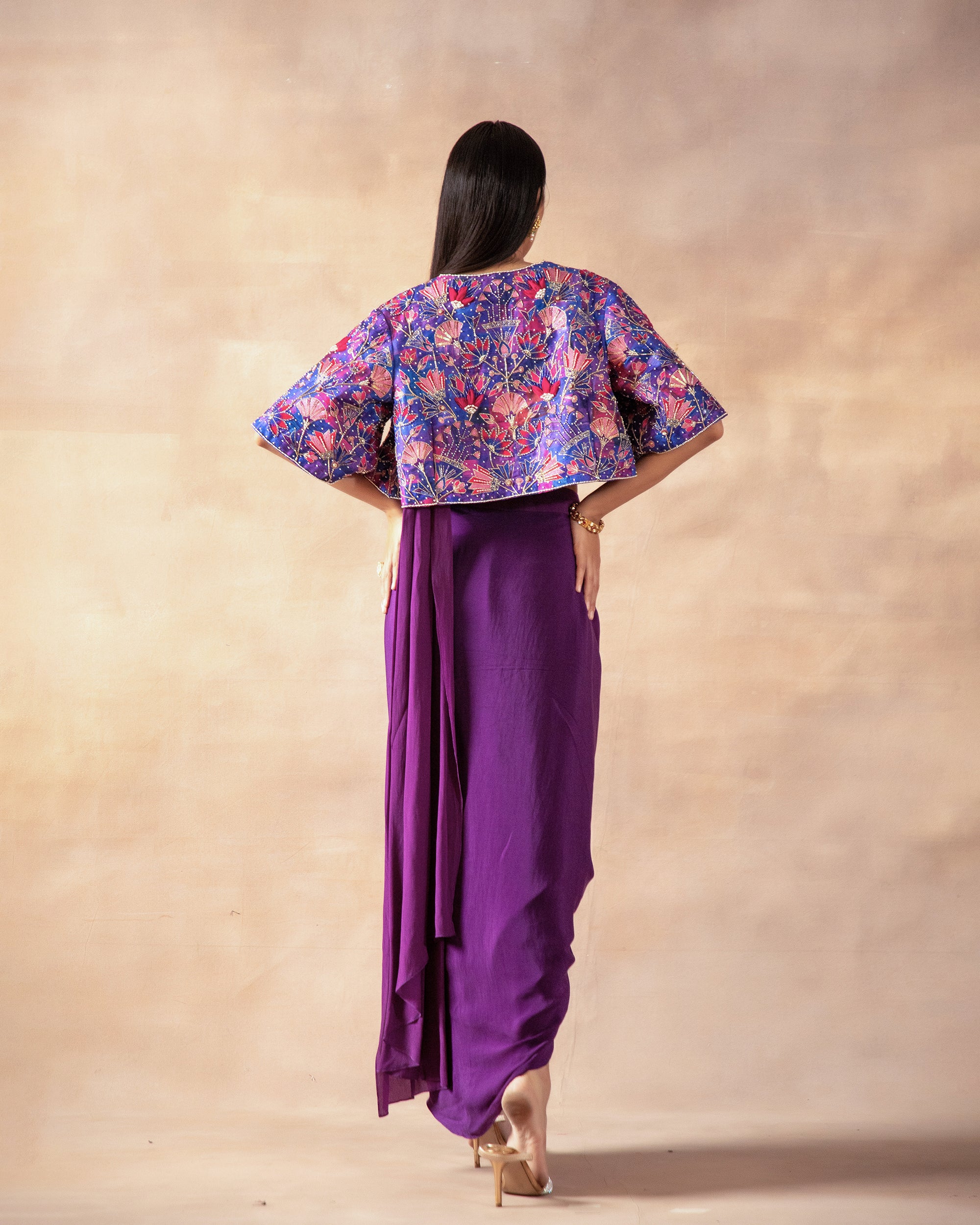 The Violet Draped Saree Set