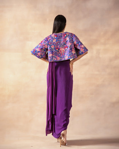 The Violet Draped Saree Set