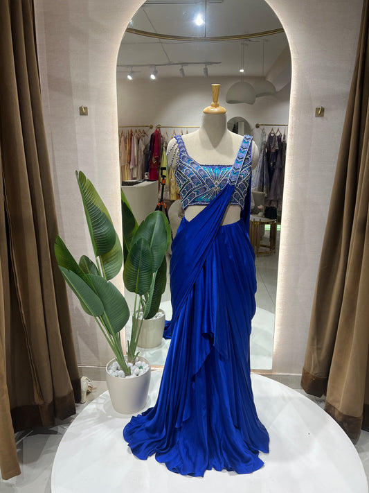 Blue Draped Saree