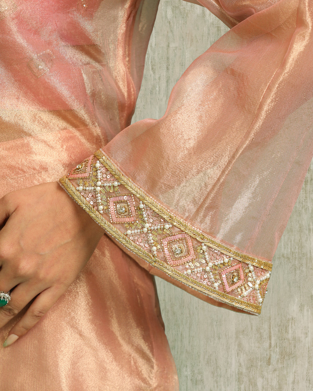 Rose Tissue Kurta Set