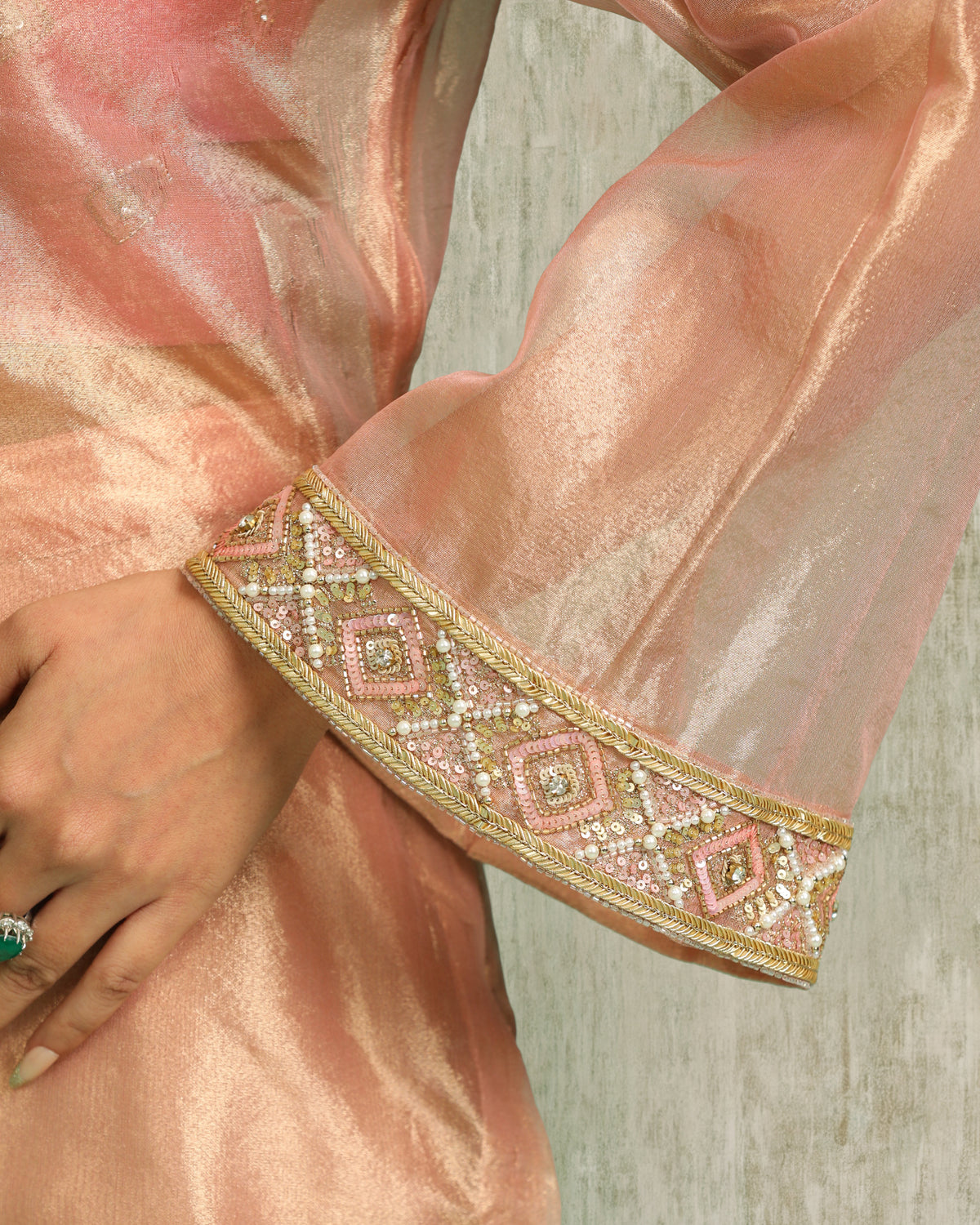 Rose Tissue Kurta Set