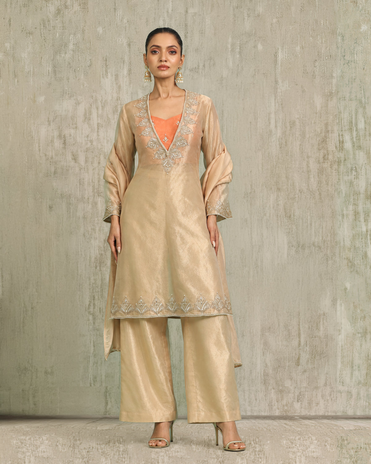 Golden Tissue Kurta Set