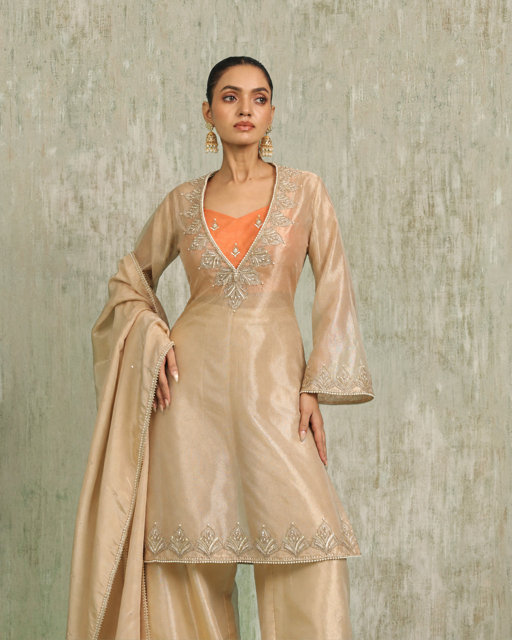 Golden Tissue Kurta Set