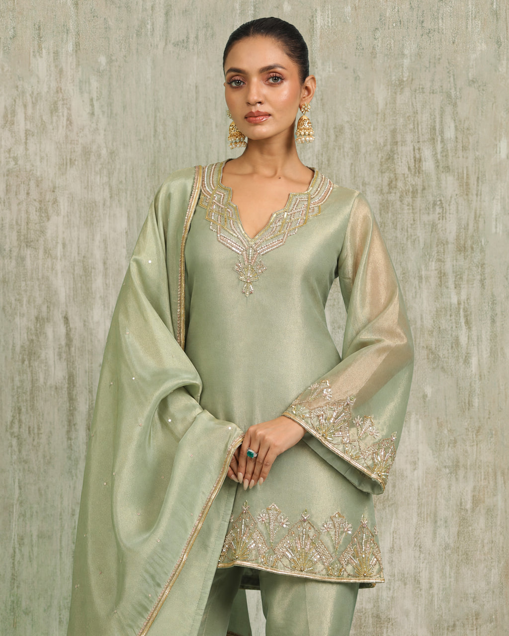Pistachio Tissue Kurta Set