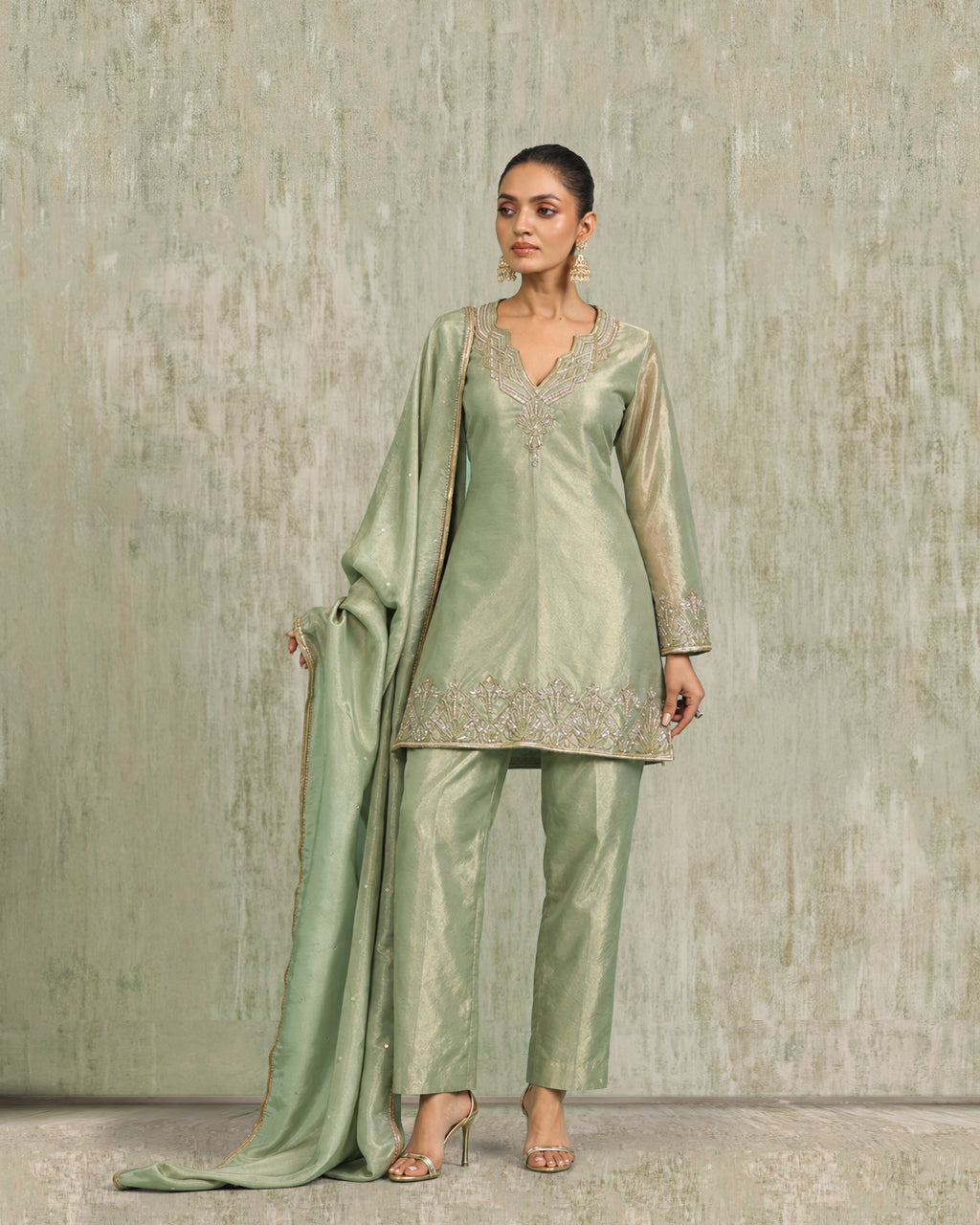 Pistachio Tissue Kurta Set