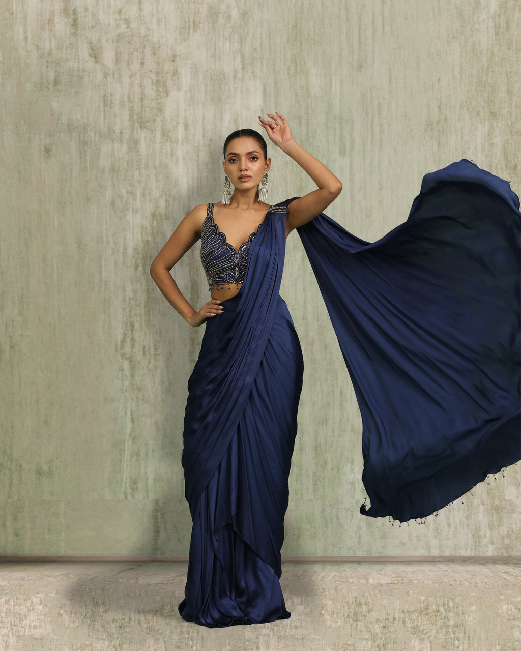 Navy Draped Saree