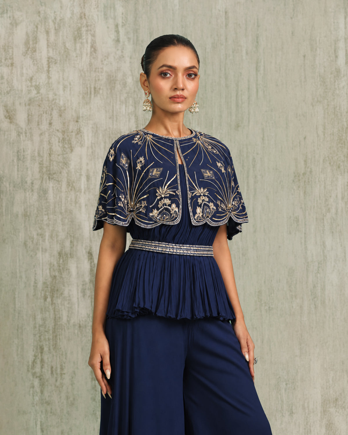Navy Cape Pants Set