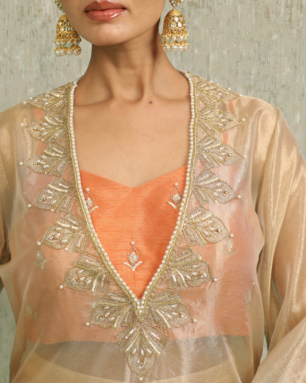 Golden Tissue Kurta Set