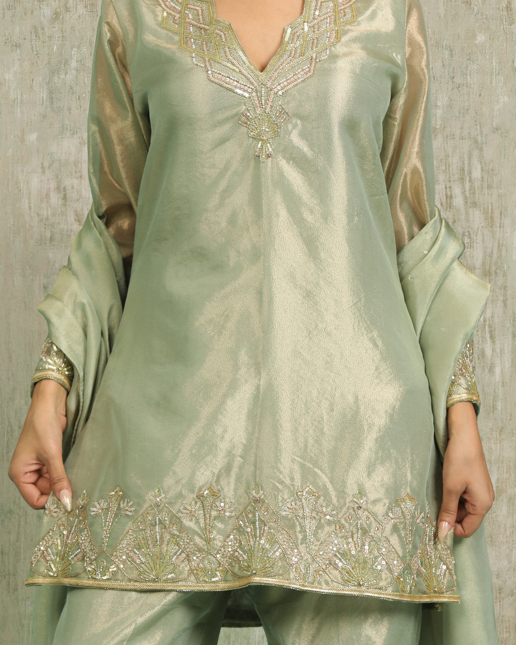 Pistachio Tissue Kurta Set