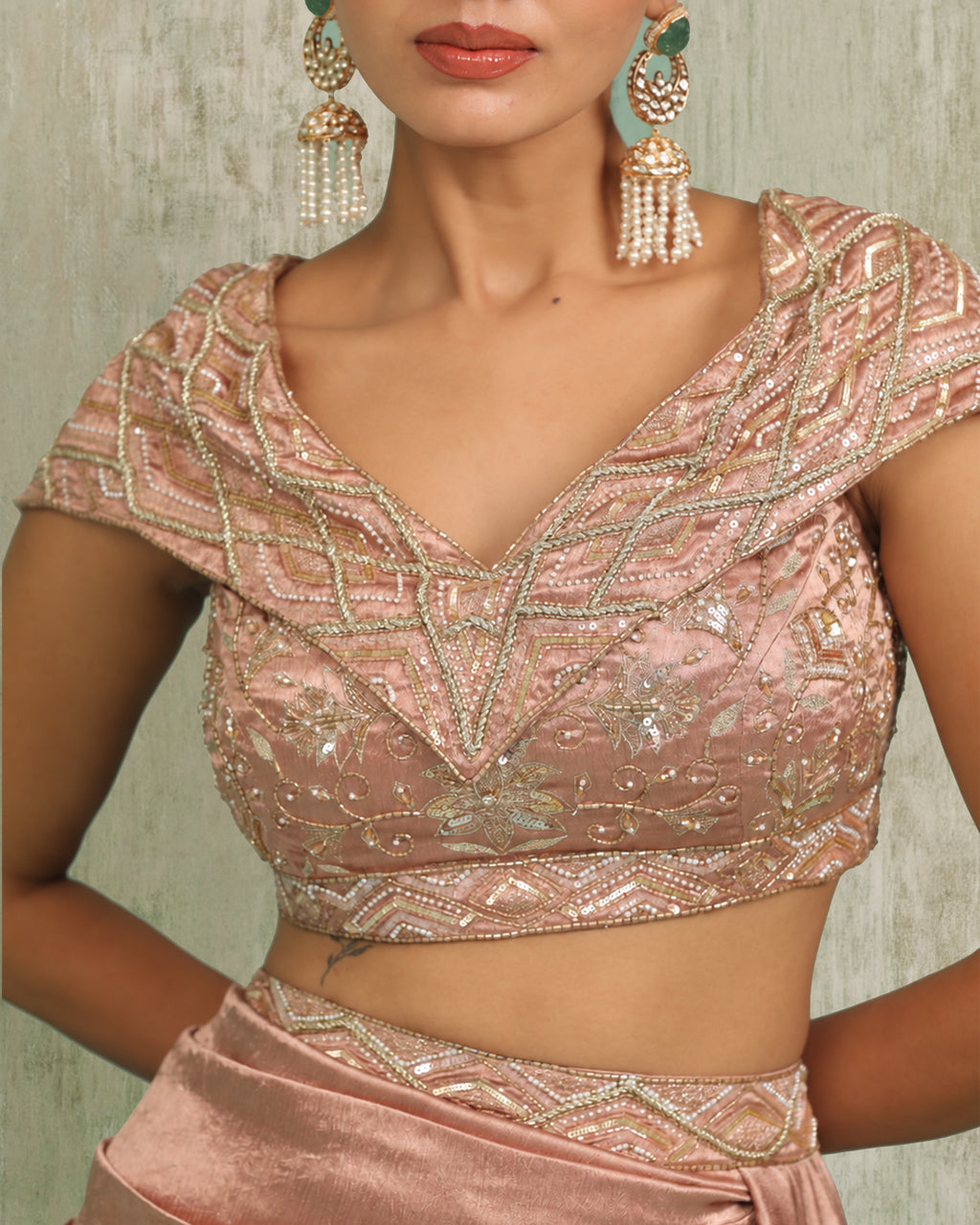 Rose Draped Skirt Set