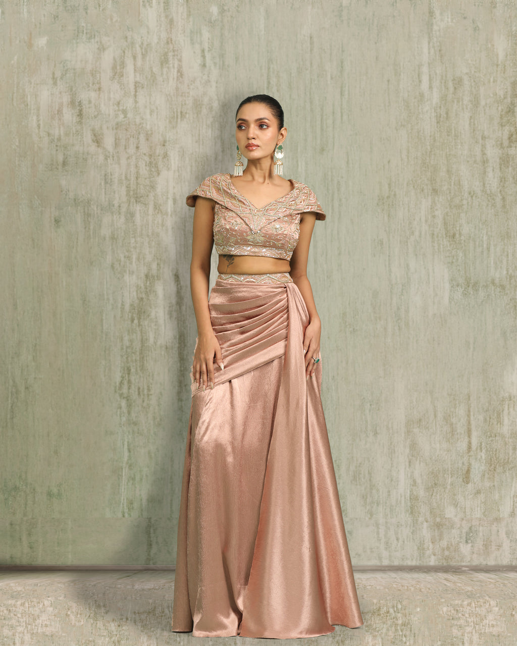 Rose Draped Skirt Set