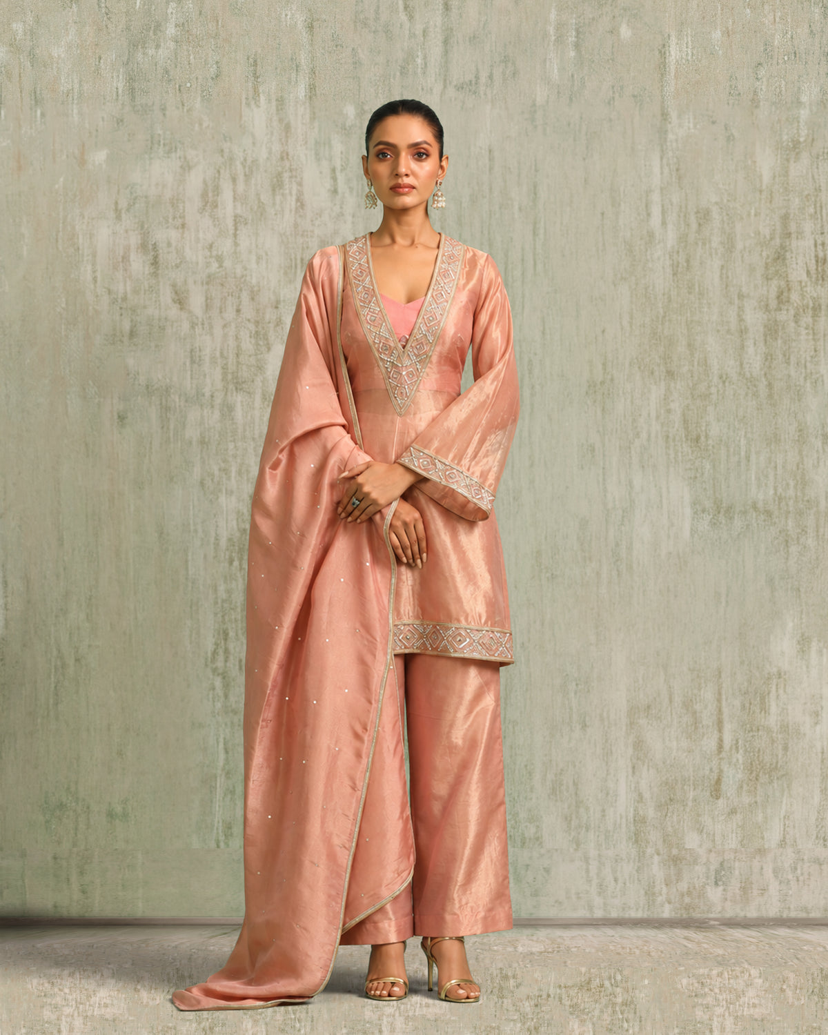 Rose Tissue Kurta Set