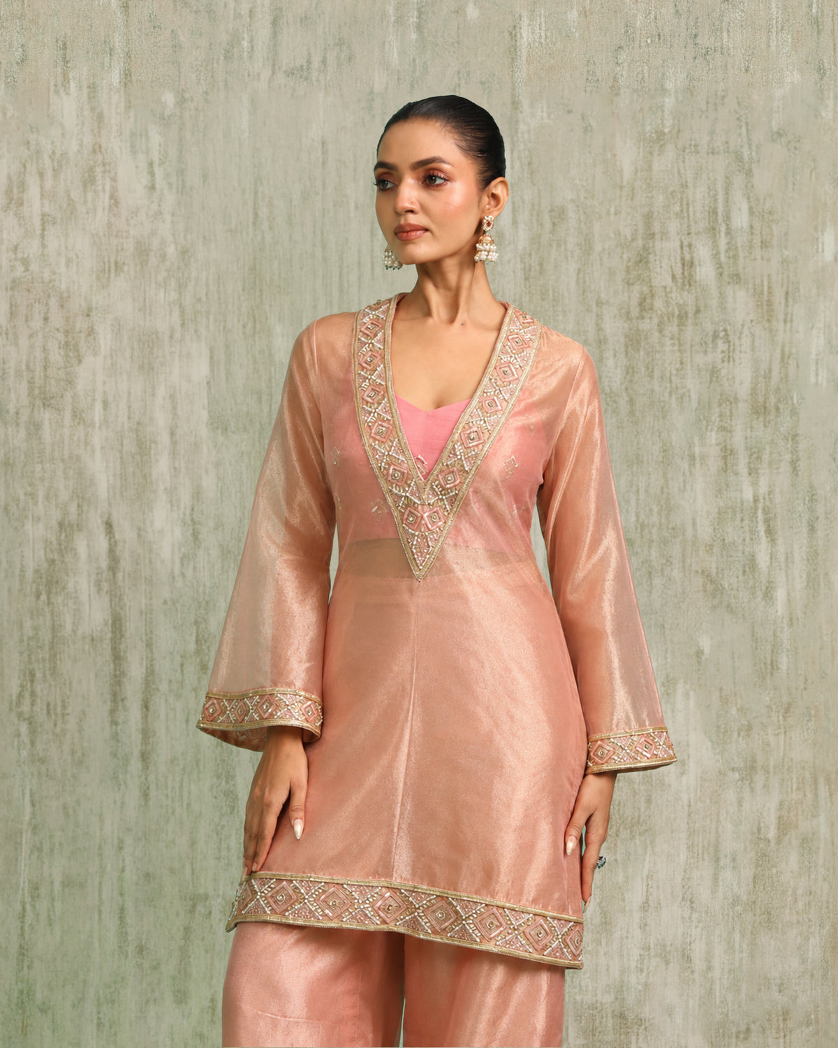 Rose Tissue Kurta Set